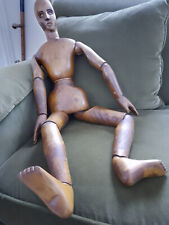 34 Inch 19th Century Antique Carved Wood Artist's Posable Mannequin Lay Figure picture