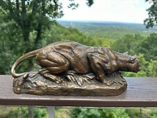 Original Signed JOSEPH L. BOULTON Western Bronze Sculpture of Crouching Cougar picture
