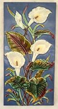 Antique c1900 Art Nouveau Decorative Majolica Tile Calla Lilies 30.5cm Beautiful picture