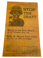 Rare Vintage Anti Vietnam War Political Protest Flyer Poster Stop The Draft picture