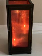 Partylite Red Shimmering Fabric Glass Paneled Candle Holder Retired 9.75” picture