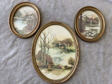 Vintage Home Interior 1983 Set Of 3 Oval Pictures FNASSA picture