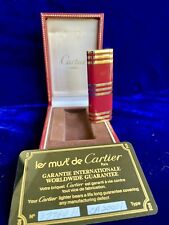 Rare Cartier Lighter Red Lacquer Gold Working 1 Year Warranty Mint Condition Box picture