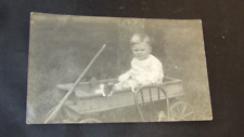 VTG Post Card Small Child in a Wagon/Cart RPPC-Real Clear Image picture