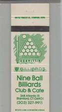 Matchbook Cover - Billiards Nine Ball Billiards Club & Café Stamford, CT picture