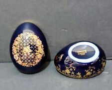  LIMOGES CASTEL   Cobalt Blue Easter Egg Trinket Box - 22k Gold  picture