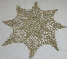 Vintage Hand Crocheted Round Doily, Cotton, Flower Design, Beige picture