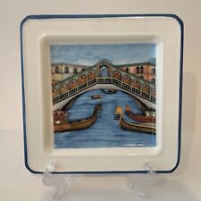 Vintage Pietro Brunelli Square Plate Venice Bridge Gondola Made in Italy 7-3/4