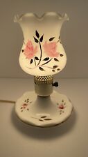 Vintage Hand painted Milk glass Lamp Victorian Romantic Pink Roses Gold Accents picture