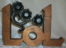 Vintage Carved Floral LOL Laughing Out Loud Wood Acronym Text Sign Abbreviation picture