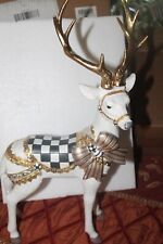 Mackenzie Childs White Bow Tie Standing & Resting Deer  Set Of 2  NIB picture
