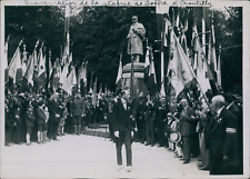 Inauguration of the statue of Joffre in Chantilly, 1930, Vintage Silver Print Vint picture
