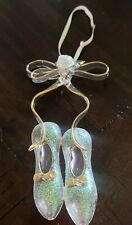Vintage SILVESTRI Glass Hanging 6” Ballerina Slippers Christmas Ornament picture