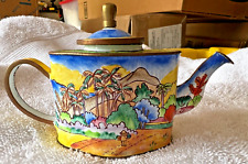 Vintage KELVIN CHEN Tropical Mountains Enameled Miniature Teapot Signed picture