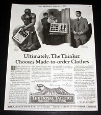 1920 OLD MAGAZINE PRINT AD, ROYAL TAILORS, THE THINKER CHOOSES MADE-TO-ORDER picture