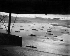 View from Catalina over US Fleet of Ships Adak Harbor 8x10 WWII WW2 Photo 723 picture