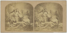 Stereo circa 1865. Erotic Scene. Bare Breasted Women. Representation of Diane? picture