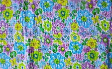 Seersucker Floral Butterfly Blue Lavender Yellow 1.52 Yards Cotton Fabric picture