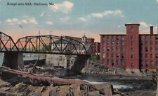  Postcard Bridge and Mill Madison ME 1914 picture