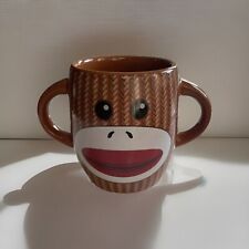 Vintage Double Handle Stoneware Sock Monkey Mug  by GALERIE - PRISTINE picture
