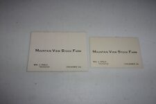2 Business Cards early 20th Century Chilhowie Virginia Mountain View Stock Farm picture