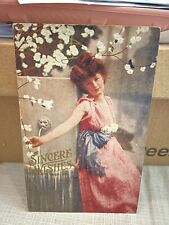 Vtg Postcard Sincere Wishes Woman Pink Dress 1909 picture