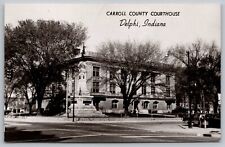 Carroll County Courthouse Delphi Indiana Street View Black White VNG Postcard picture