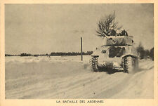 WWII Postcard Battle Of The Bulge Ardennes Forest Camouflaged Tank In Snow picture