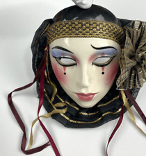 Vintage Clay Art San Fran Glazed CeramicWall Decor Mask Mardi Gras Bow A129B N13 picture