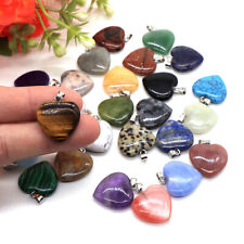 Natural Crystal Women Gemstone Agates Heart Necklace Pendant Stone Crystals 20mm picture