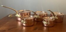 Stunning Set Of 5 Vtg E. Dehillerin French Copper Tin Lined Pots W/lids EUC Rare picture