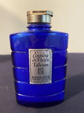 Evening in Paris Talcum Powder Vintage Cobalt Blue Glass Bottle Full Bourjois NY picture
