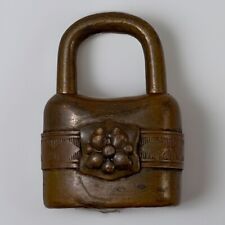 Antique Vintage Brass Ornate Padlock - NO KEY - picture