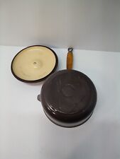 Vintage LE CREUSET Cast Iron SAUCE PAN POT # 18 Brown ENAMEL w/ LID -  Ironspoon picture