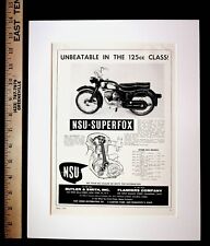 1958 NSU Superfox Overhead Cam Engine Vintage Motorcycle Ad Matted & Frame-Ready picture