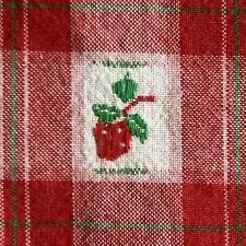 VTG Fabric-1980s Strawberry Woven Red Plaid Cotton 1  2/3 Yds X 43 picture