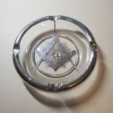 1057-----c1930s Masonic ash tray silver tone glass unused picture