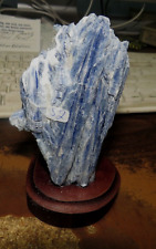 GORGEOUS LARGE SPECIMEN OF BLUE KYANITE IN A WOOD STAND picture