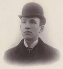 Vtg Cabinet Photo Adolf Neidecker - Handsome Young Man Bowler Hat Milwaukee picture