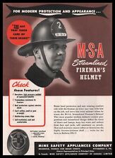 1946 Mine Safety Appliances Pittsburgh MSA Streamlined Fireman Helmet Print Ad picture