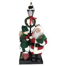 Holiday Creations Animated Santa & Girl 36” W/ Lamp Post In Box 1993 EUC picture