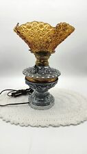 Antique S.P. Table Lamp Amber Glass Petticoat Shade Daisy And Button WORKING  picture