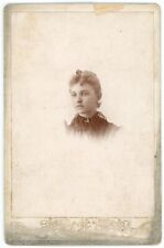 CIRCA 1890'S CABINET CARD Beautiful Young Woman Dress Blackburn Youngstown OH picture