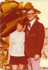1970's COUPLE Woman FOUND PHOTO Color MAN Original Snapshot VINTAGE 911 12 L picture