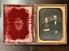 Half Plate Daguerreotype Affectionate Man & Woman / Husband & Wife Leather Case picture