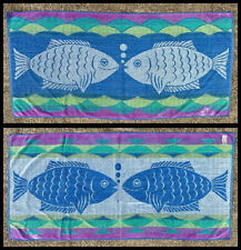 Vtg 1980s Ipanema Cecil Saydah Two Tropical Fish Cotton Beach Pool Towel 26x55
