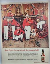 1959 Four Roses Whiskey Handlebar Mustaches Firemans Ball Print Ad Man Cave Art picture