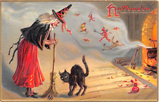 c.1908 Witch Black Cat & Devils Halloween post card by Tuck picture