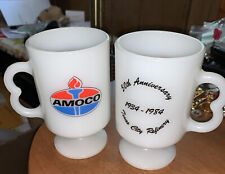2 AMOCO VTG 50TH Anniversary 1934-1984 Texas City Refinery Glass Coffee Mugs picture