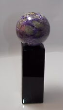Ural Russian Rare Purple Charoite Sphere Black Obsidian Pedestal Sculpture 737gr picture